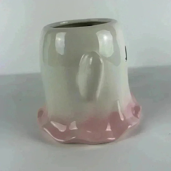 HALLOWEEN GHOST TEA POT MUG WITH PINK RUFFLE BOTTOM VERY CUTE 18 FL OZ BOOOO NWT - Picture 4 of 9